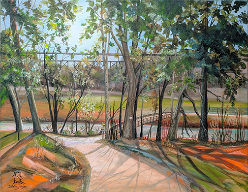 Bridges - 20 in x 16 in - acrylic on canvas - Stella Jurgen - SOLD Bridges - 20 in x 16 in - acrylic on canvas - Stella Jurgen - SOLD