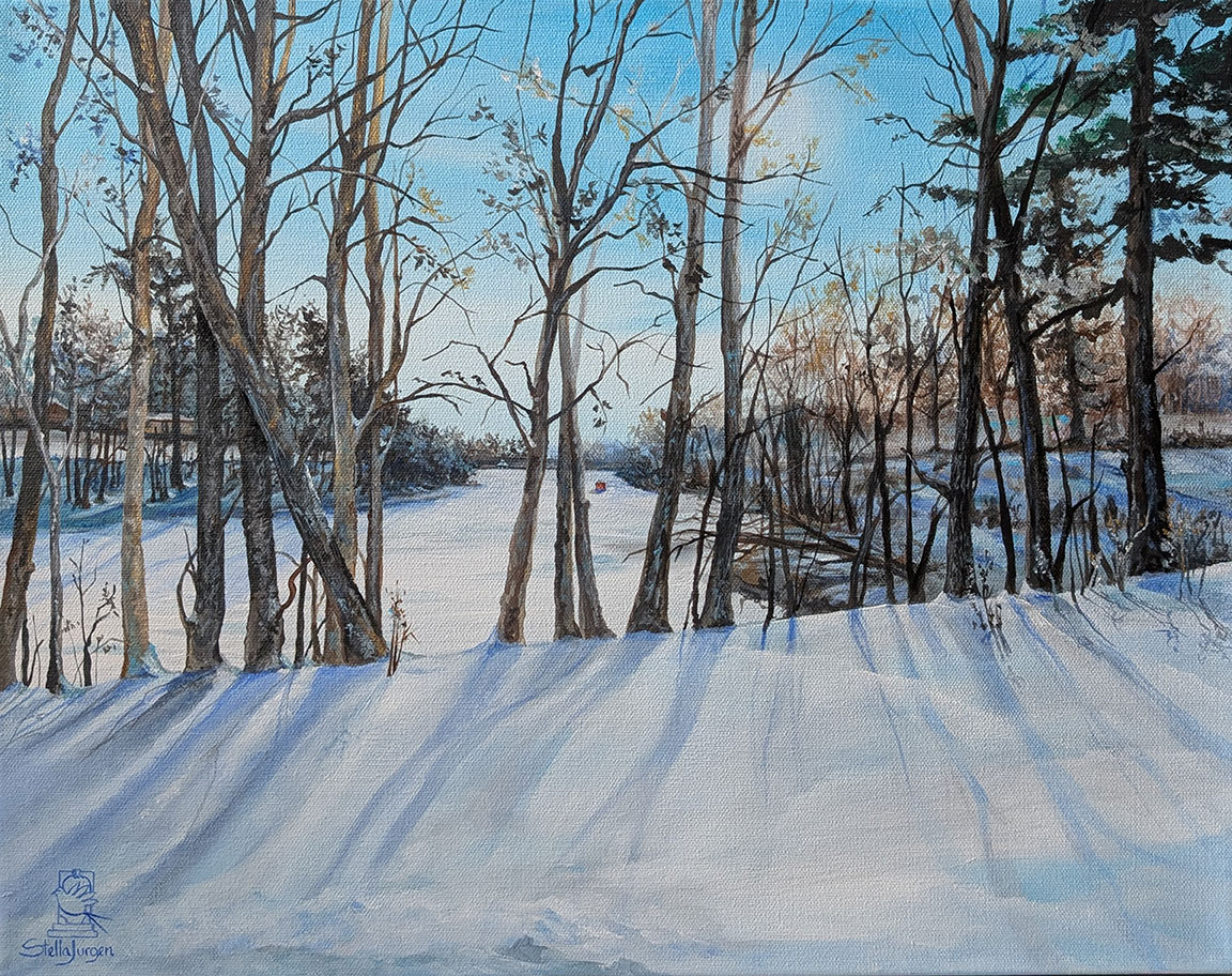 Ice Fishing - 20" x 16" - acrylic on canvas -Stella Jurgen - AVAILABLE Ice Fishing - 20" x 16" - acrylic on canvas -Stella Jurgen - AVAILABLE
