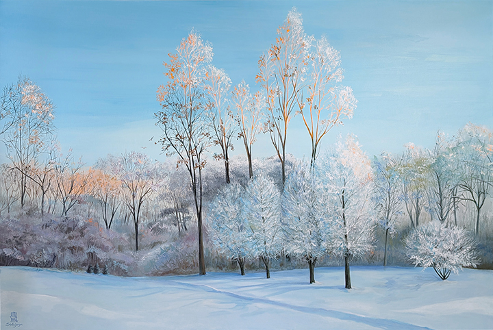 Morning Rise - 60 in x 40 in - acrylic on canvas-Stella Jurgen - AVAILABLE Morning Rise - 60 in x 40 in - acrylic on canvas-Stella Jurgen - AVAILABLE