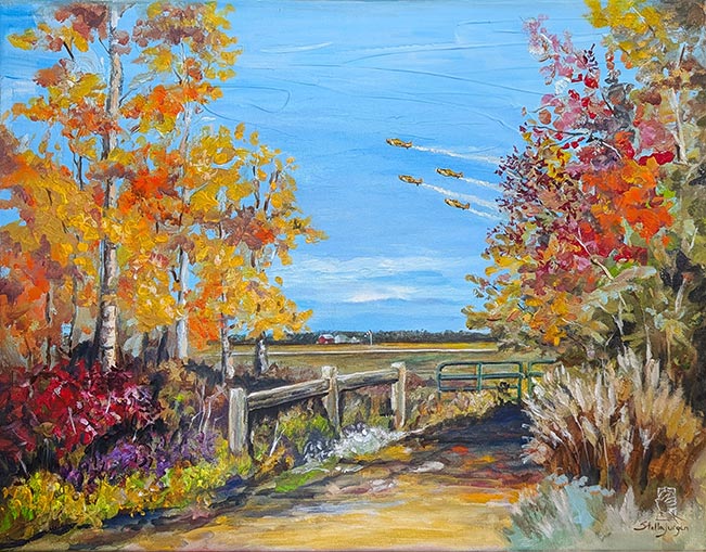 Painting Fall on Airport Road - 20x16 acrylic on canvas - Stella Jurgen - FUNDRAISER Painting Fall on Airport Road - 20x16 acrylic on canvas - Stella Jurgen - FUNDRAISER