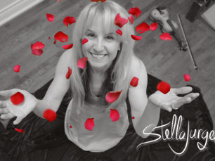 Stella Jurgen, A Dozen Kisses, rose petals, black and white