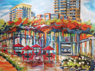 Pianosi Development Corporation, Perspective Condos, commissioned art, urban painting, abstract, coffee shop painting