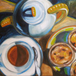 tea and custards, pasteis de nata painting