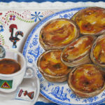 Portuguese traditional pastry, bica, espresso painting