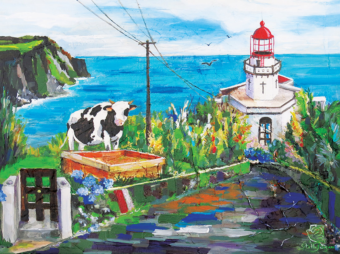 Sao Miguel, Farol do Arnel, Azores, Portugal painting