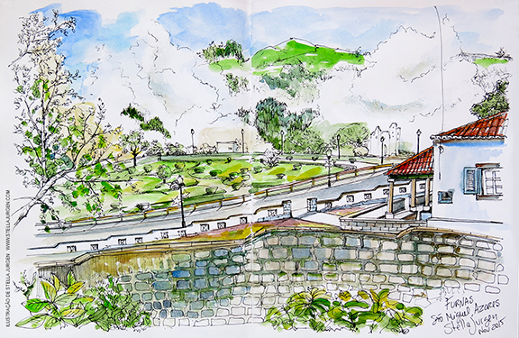 Urban Sketch, Furnas, Azores, Portugal