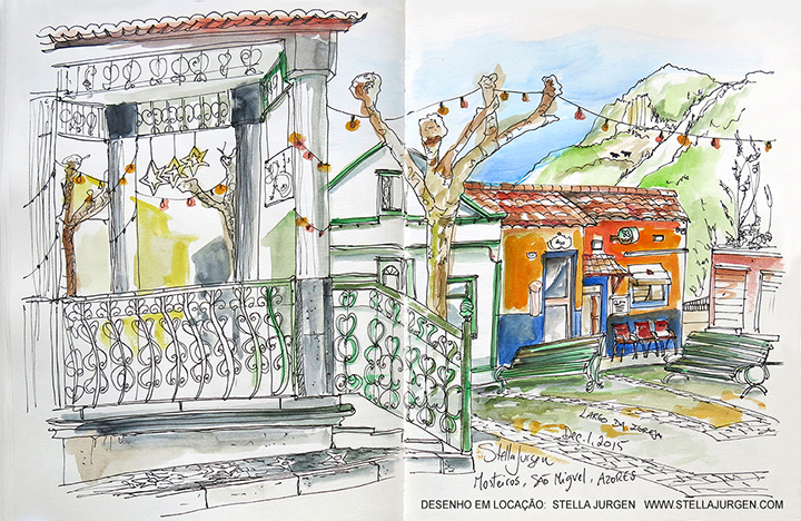 Urban Sketch, Mosteiros, Azores, Portugal