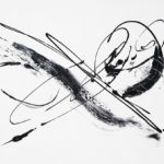 Happy moment, abstract jolly painting, black and white art