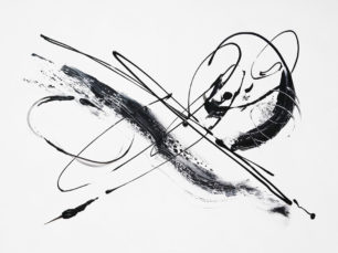 Happy moment, abstract jolly painting, black and white art
