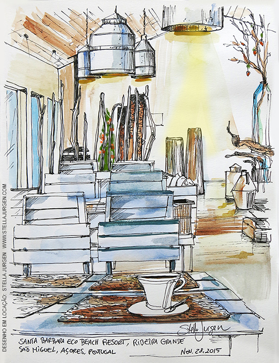 Urban Sketch, Santa Barbara Resort, Azores, Portugal