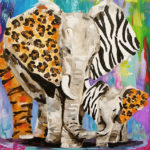 Elephants painting, abstract elephants