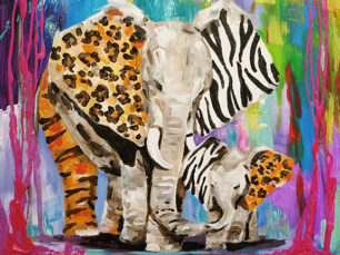 Elephants painting, abstract elephants